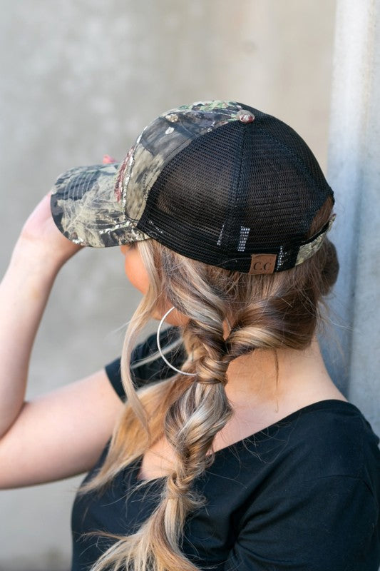 Mesh Back CC Mossy Oak Baseball Cap Hat