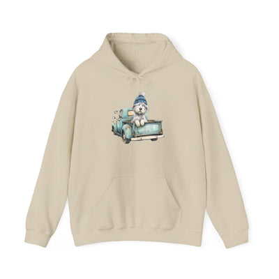 Vintage Truck Pup Hoodie - Cozy Winter Dog Lover Sweatshirt