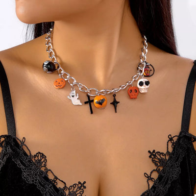 Halloween Charm Chain Necklace - Spooky Statement Jewelry - Fashions Envy