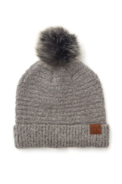 CC Ultra Soft Fur Pom Beanie - Fashions Envy