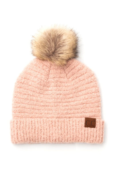 CC Ultra Soft Fur Pom Beanie - Fashions Envy