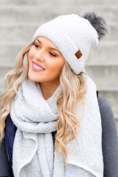 CC Ultra Soft Fur Pom Beanie - Fashions Envy