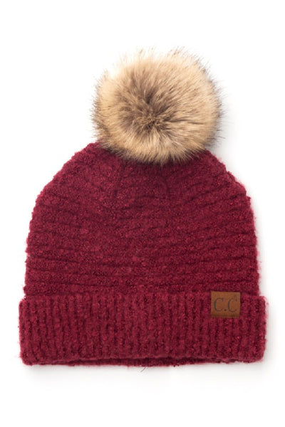 CC Ultra Soft Fur Pom Beanie - Fashions Envy