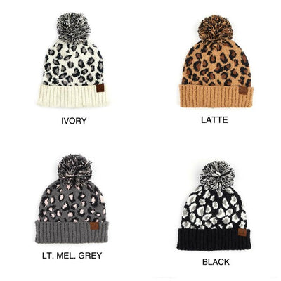 CC Leopard Pom Beanie - Fashions Envy
