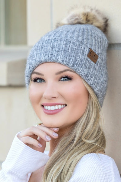 CC Cozy Marled Pom Beanie - Fashions Envy
