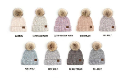 CC Cozy Marled Pom Beanie - Fashions Envy