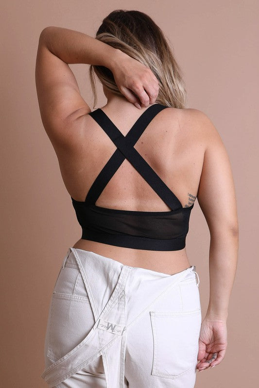 Plus Size Sweetheart Neck Cross Front Bralette