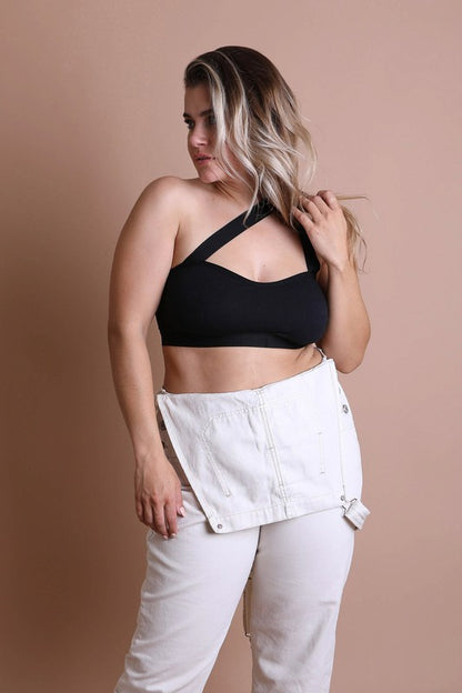 Plus Size Sweetheart Neck Cross Front Bralette