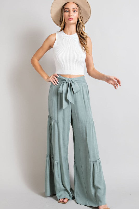 Oversized Tiered Wide Leg Casual Pants