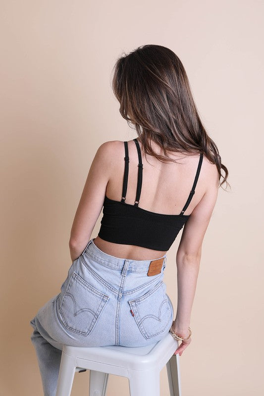 Cropped Asymmetrical Shoulder Strap Brami Top