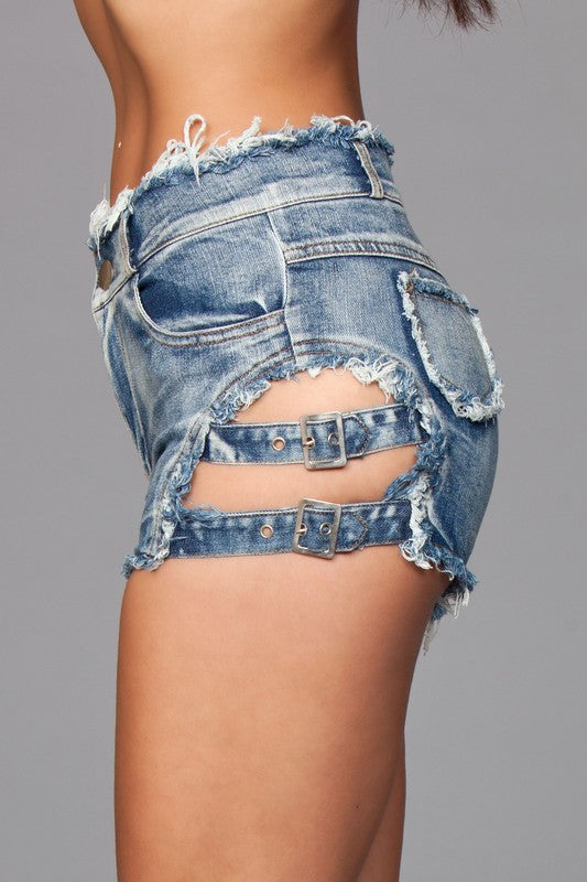 Buckled Down Denim Shorts