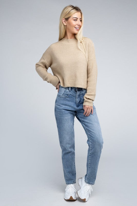 Mock Neck Long Sleeve Pullover Sweater