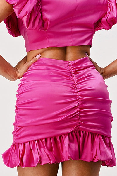 PINK Addiction Casual Mini Skirt Matching Set