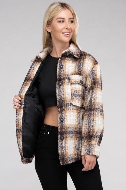 Cozy Plaid Flannel Long Sleeve Casual Shacket