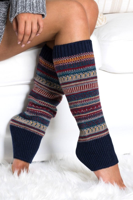 Soft Thick Knit Fair Isle Print Legwarmer