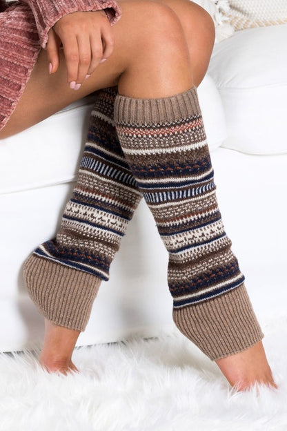 Soft Thick Knit Fair Isle Print Legwarmer