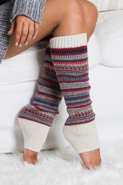 Soft Thick Knit Fair Isle Print Legwarmer