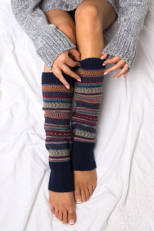 Soft Thick Knit Fair Isle Print Legwarmer