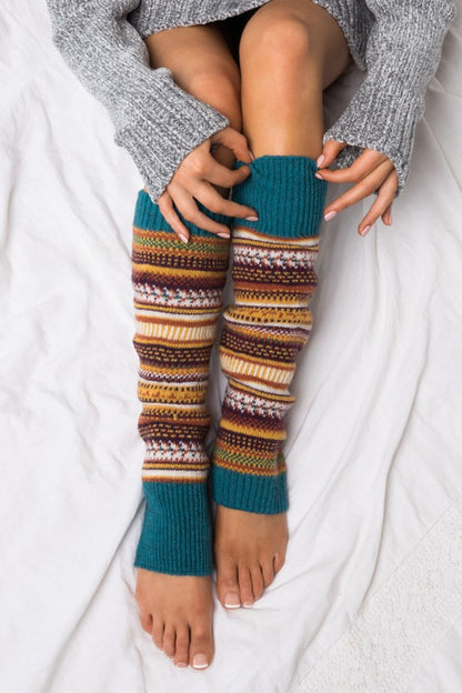 Soft Thick Knit Fair Isle Print Legwarmer