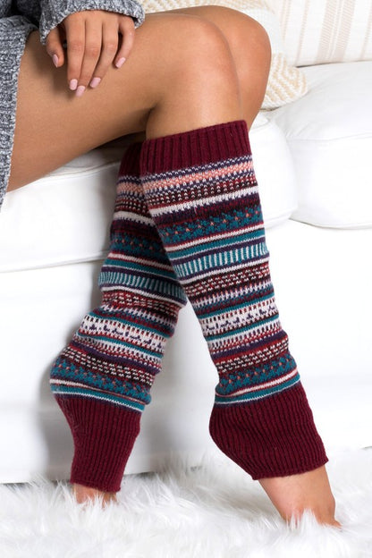 Soft Thick Knit Fair Isle Print Legwarmer