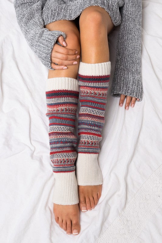 Soft Thick Knit Fair Isle Print Legwarmer