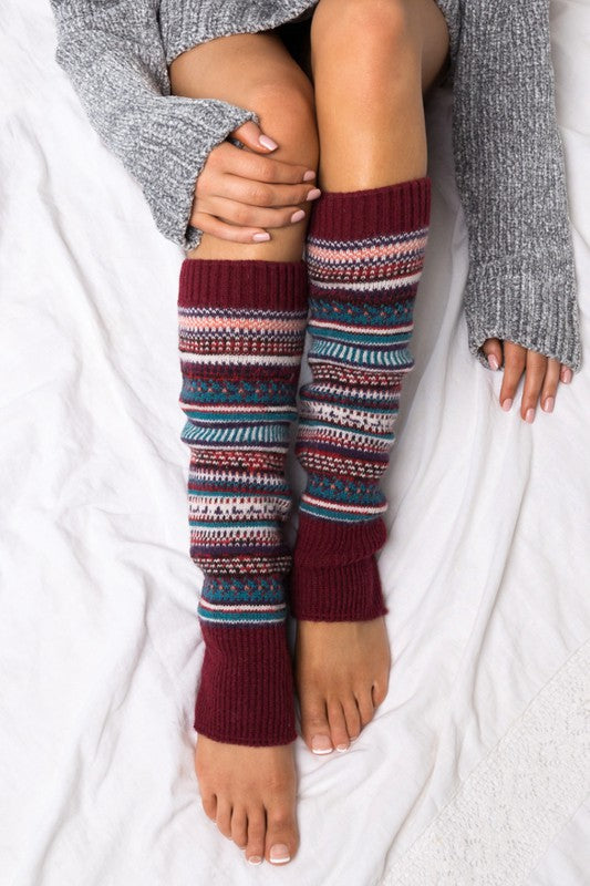 Soft Thick Knit Fair Isle Print Legwarmer