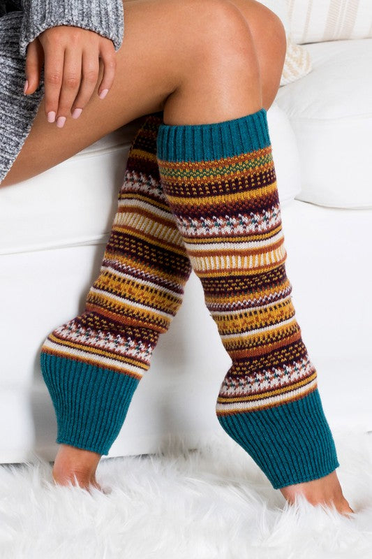 Soft Thick Knit Fair Isle Print Legwarmer