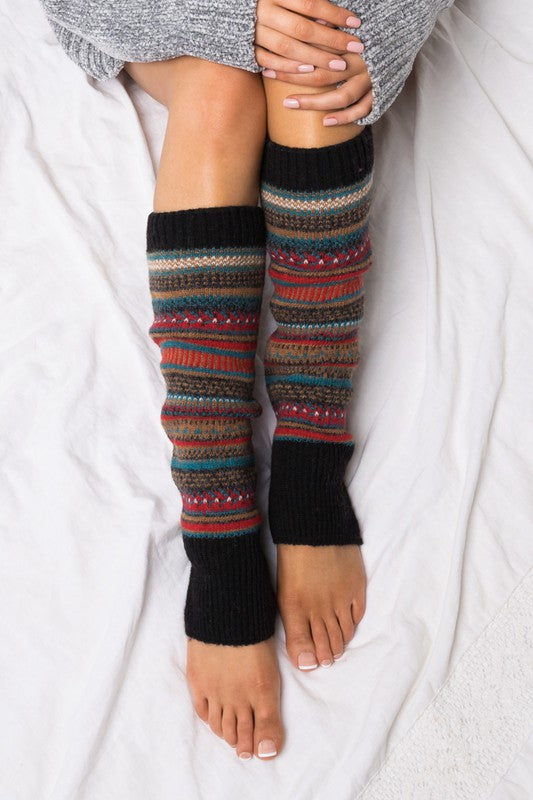 Soft Thick Knit Fair Isle Print Legwarmer