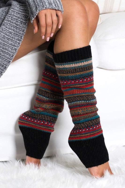 Soft Thick Knit Fair Isle Print Legwarmer