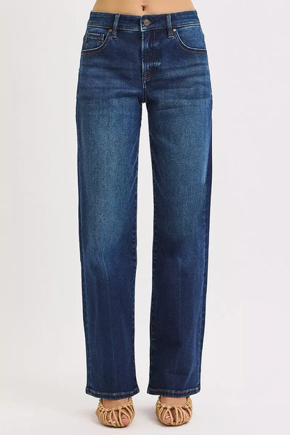 RISEN Wide Baggy Jeans Women - Mid Rise Relaxed Fit - Fashions Envy