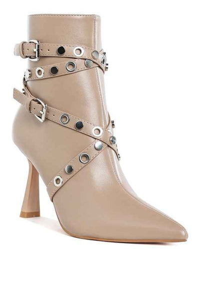 Jacinta Slim Flared Heel Strappy Boots
