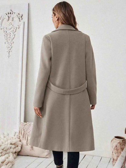 Wool Blend Overcoat - One Button Belted Long Coat - Fashions Envy