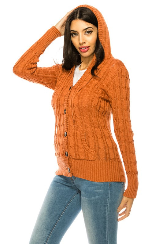 Plus Size Knit Long Sleeve Hoodie Sweater