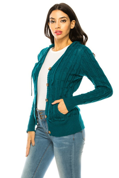 Plus Size Knit Long Sleeve Hoodie Sweater