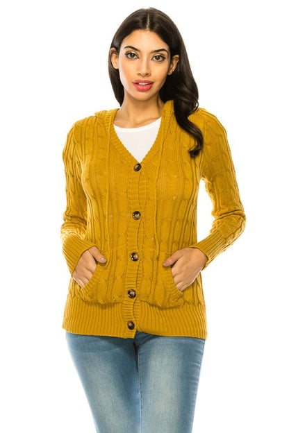 Plus Size Knit Long Sleeve Hoodie Sweater