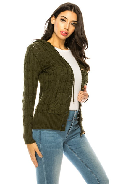 Plus Size Knit Long Sleeve Hoodie Sweater