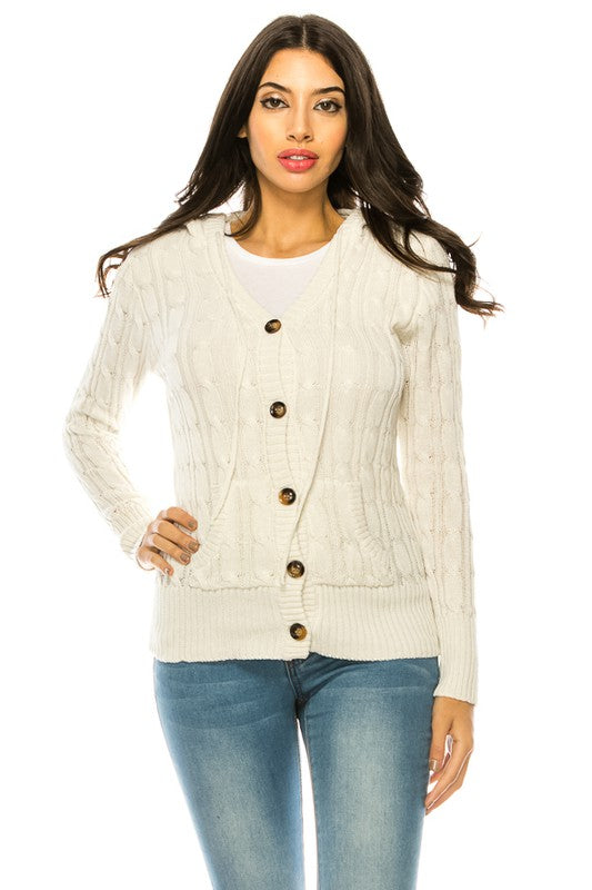 Plus Size Knit Long Sleeve Hoodie Sweater