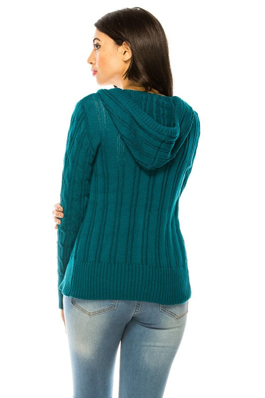 Plus Size Knit Long Sleeve Hoodie Sweater