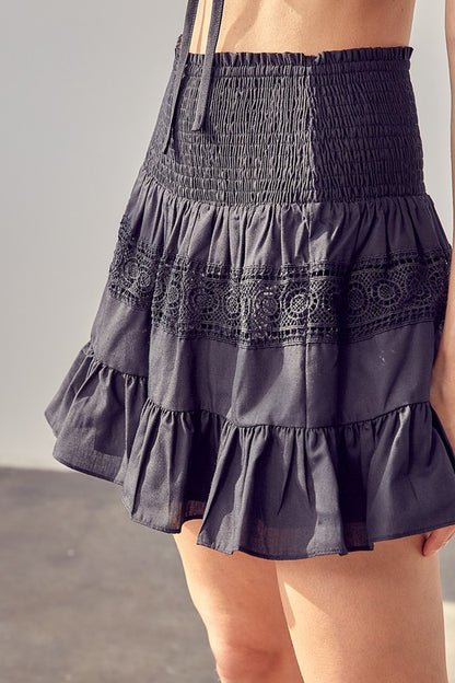 Casual Lace Trim Detail Skirt