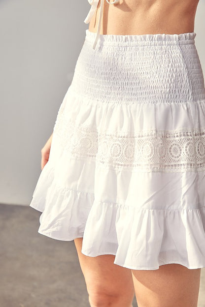 Casual Lace Trim Detail Skirt