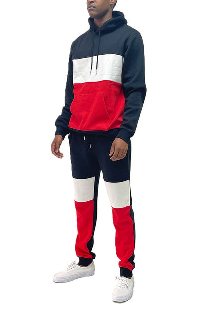 Mens Casual Color Block Tracksuit Set