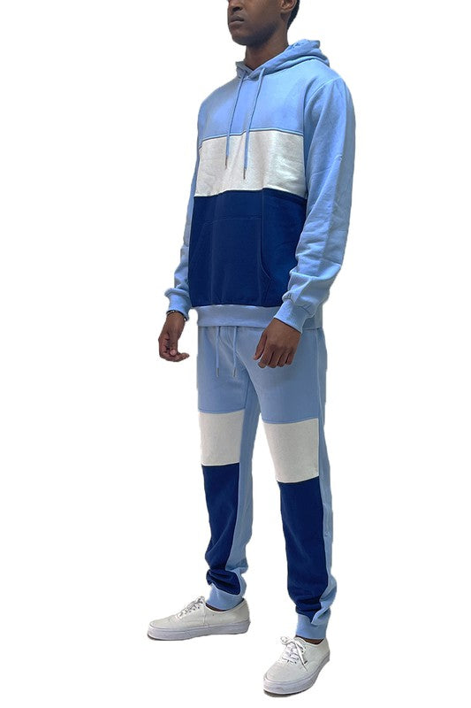 Mens Casual Color Block Tracksuit Set