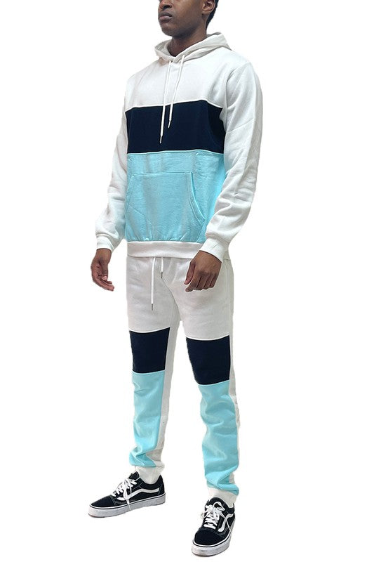 Mens Casual Color Block Tracksuit Set