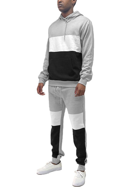 Mens Casual Color Block Tracksuit Set