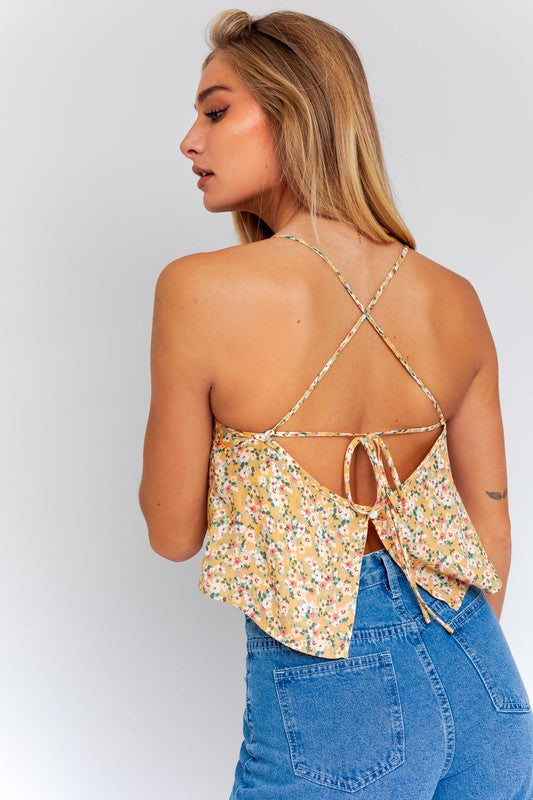 Cropped Sleeveless Open Back Cami Top