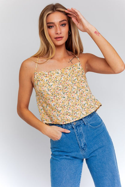 Cropped Sleeveless Open Back Cami Top