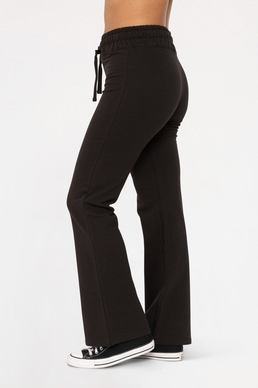 Black Drawstring Flared Casual Lounge Pants