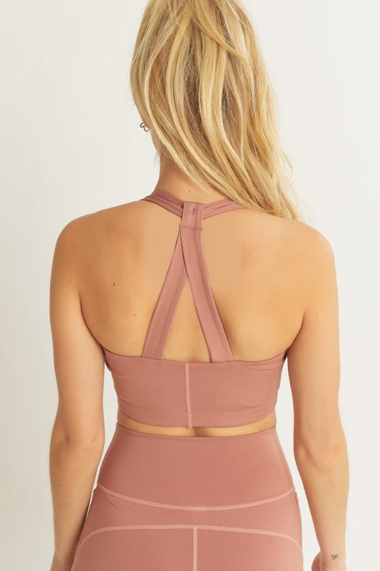 Activewear Crop Top Halter Back Detail Top