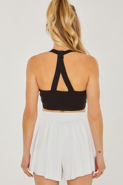 Activewear Crop Top Halter Back Detail Top