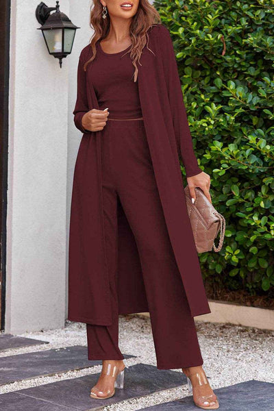 Drawstring Tank - Long Sleeve Cover Up and Pants Set